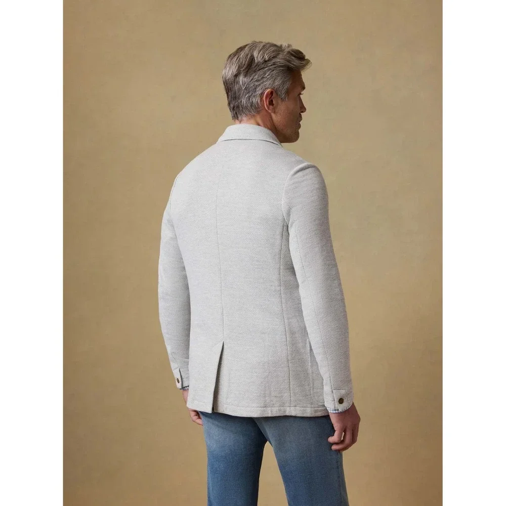 Faherty Inlet Blazer Large Tall Heather Gray Knit Sport Coat Cotton Blend Jacket